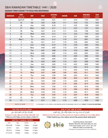 South Bay Islamic Association » Ramadan 2020