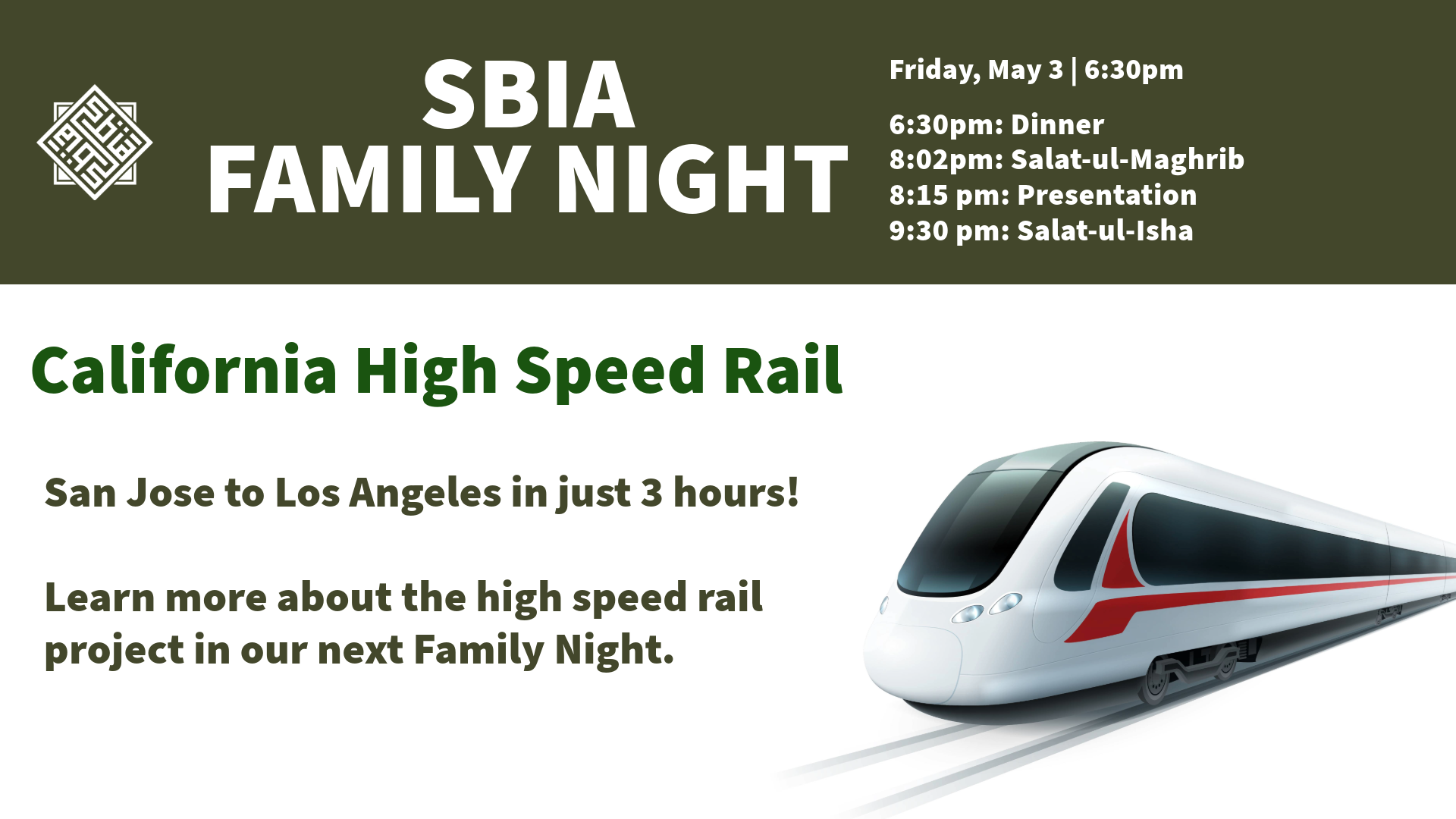 Thumbnail for Family Night: California High Speed Rail